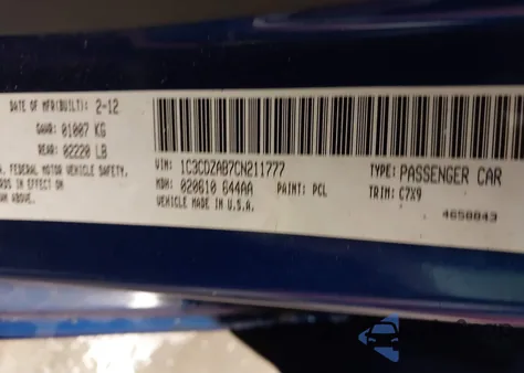 2012 Dodge Avenger Se from USA, damaged, VIN 1C3CDZAB7CN211777